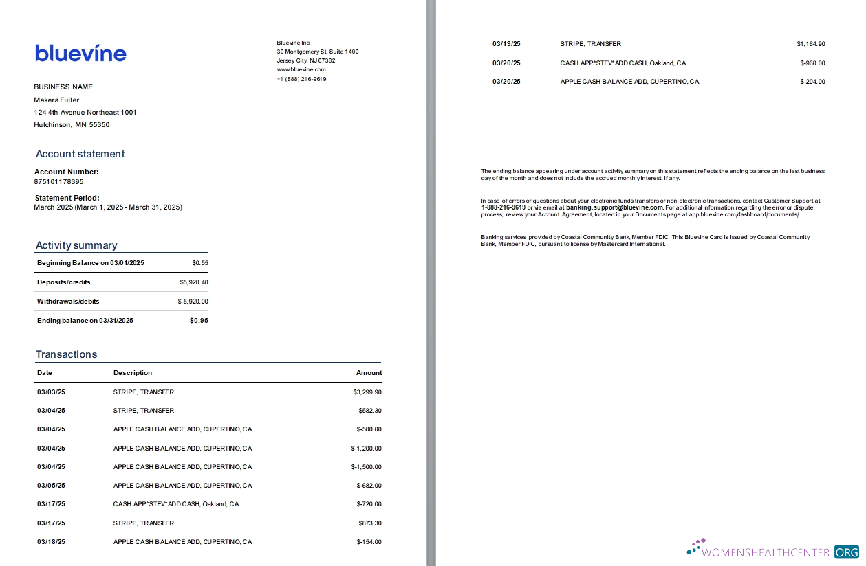 Download USA New Jersey Bluevine bank st, 3 pages, 1 2p Photoshop template